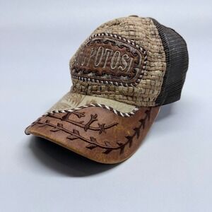 USA Headwear SL Potosi Trucker Hat Brown Tan Woven Mesh Snapback Cap Mexico